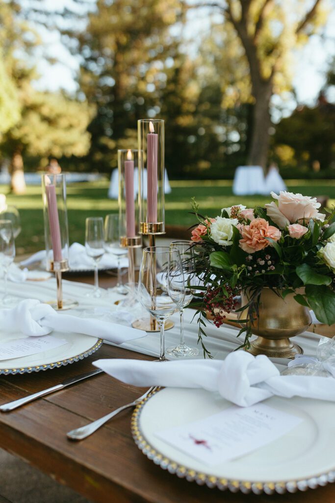 Table set design for a Northern California wedding